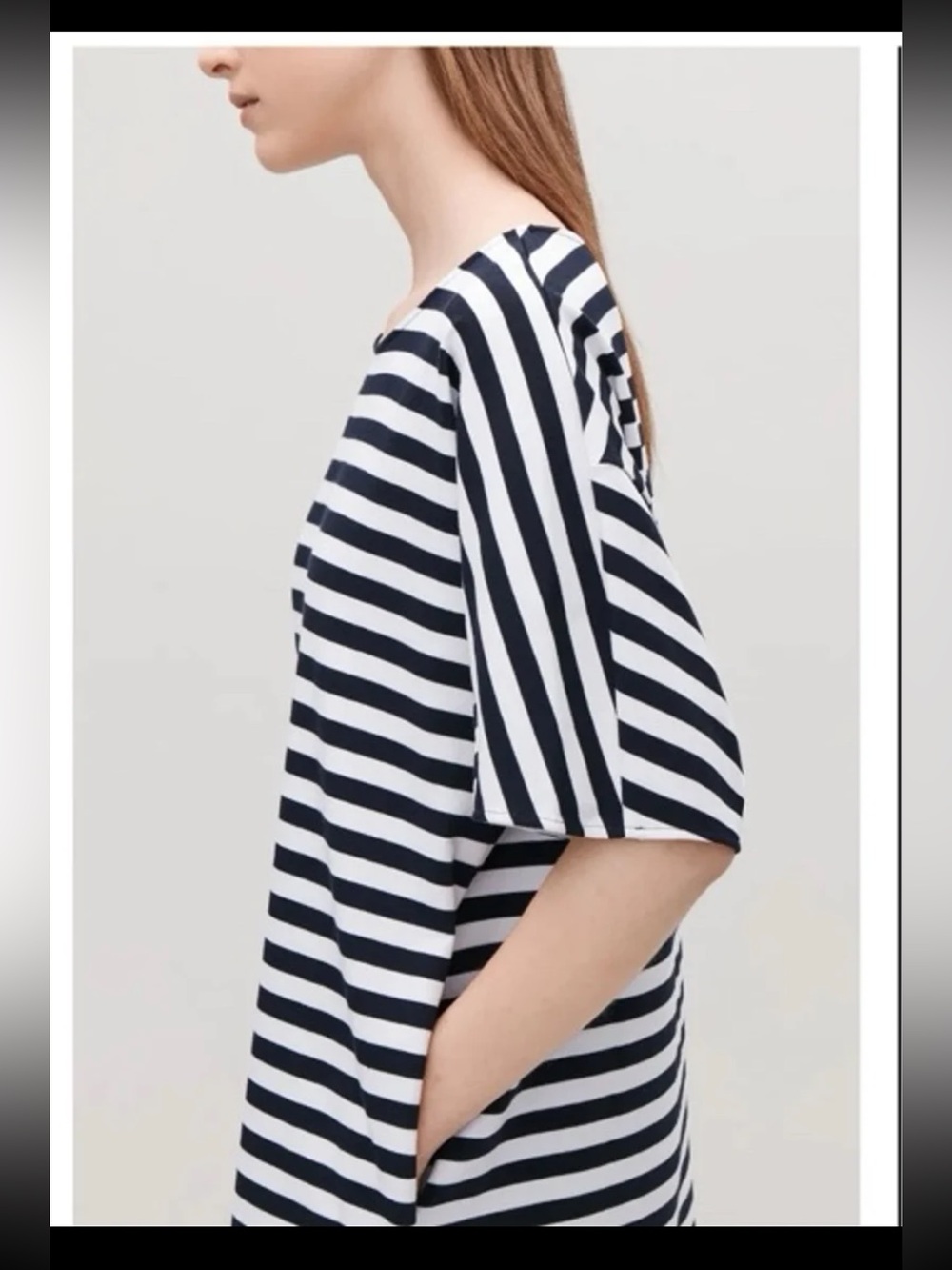 COS Stripe Boxy Tunic Mini Dress Dense Jersey Cotton Size Medium - Picture 5 of 12